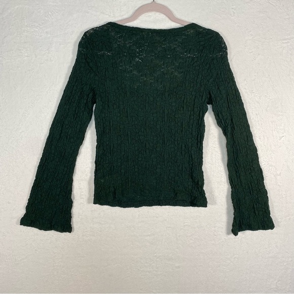 NWT Old Navy Textured Lace Scoop Neck Top Womens Size M Dark Green Flared Sleeve - Picture 9 of 10
